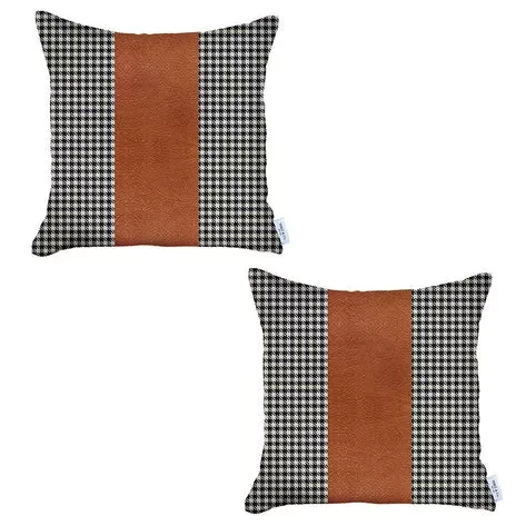 Boho-Chic Vegan Faux Leather Throw Pillow Covers