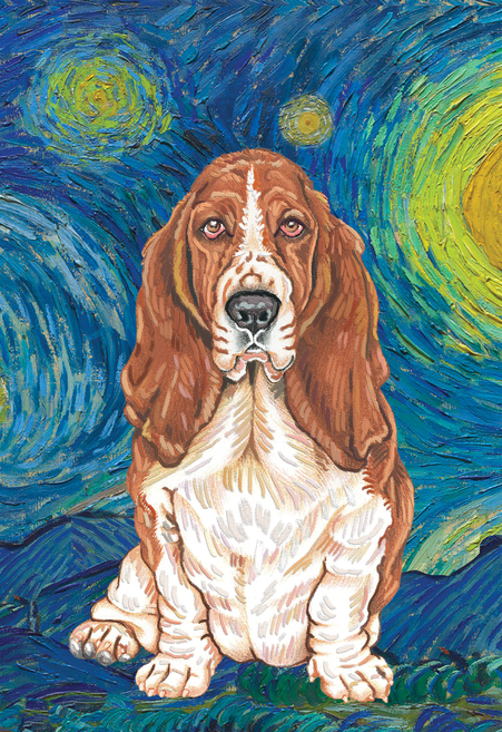 Basset Hound  - Tomoyo Pitcher Van Gogh Outdoor Flag