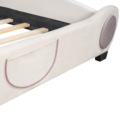 Pink Tufted Upholstered Full Bed Frame