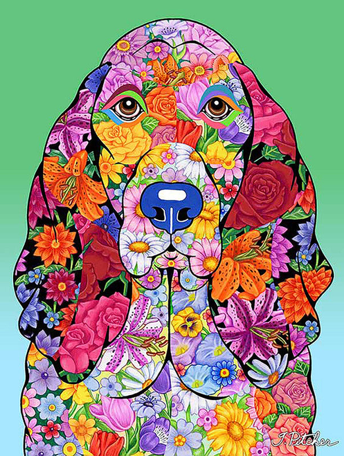 Basset Hound  - Tomoyo Pitcher Flowers Outdoor Flag