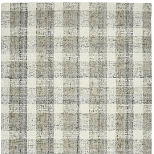 2' X 3' Gray And Ivory Wool Plaid Hand Tufted Area Rug