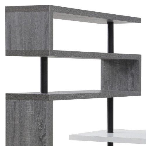 93" White and Gray Wood and Metal L Shape Writing Desk