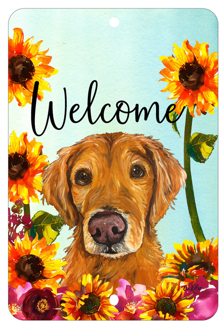 Golden Retriever Red - HHS Welcome Indoor/Outdoor Aluminum Sign