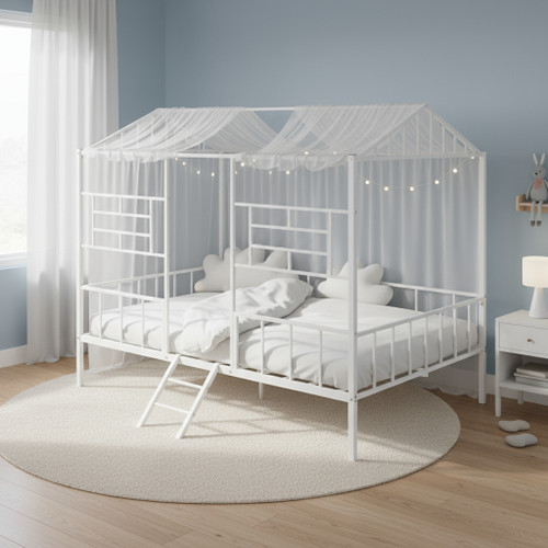 White Metal Full Bed Frame