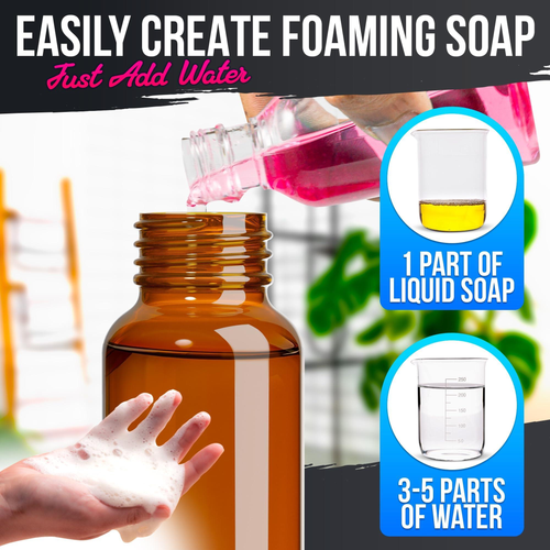 2Pcs Amber Glass Foaming Soap Dispenser 8.5 oz Amber Glass Soap Dispenser with Pump Compatible with Hand Soap Dish Soap Shampoo and Gel Durable Stylis