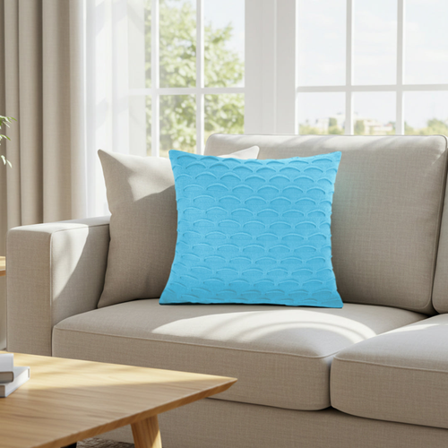 Soft Mint Scalloped Wave Pillowcase Elegant Textu Cushion Covers for Modern Home Dcor