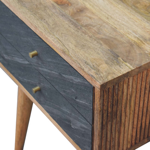 23" Brown Solid Wood Two Drawer Nightstand