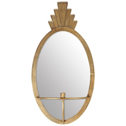 28" Gold Mirrored Metal And Glass Wall Sconce Candle Holder
