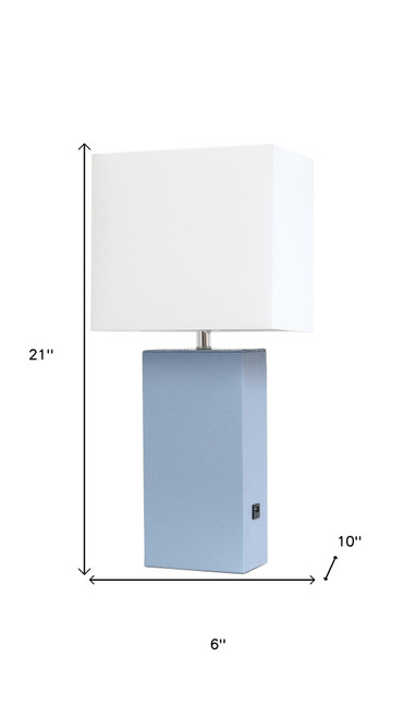 21" Periwinkle USB Table Lamp LED With Shade