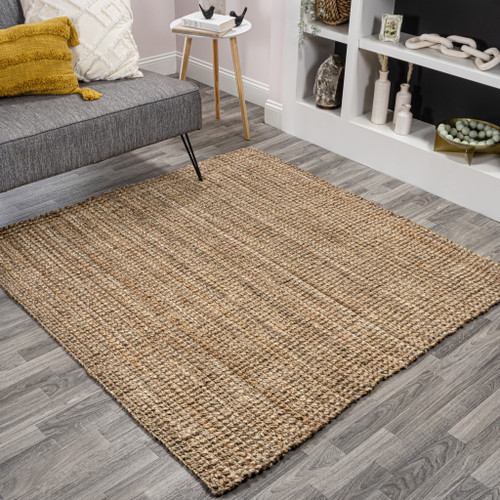 7' Natural Jute Handmade Square Rug