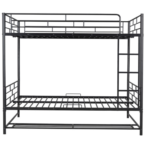 Black Full Over Full Metal Bunk Bed With Storage