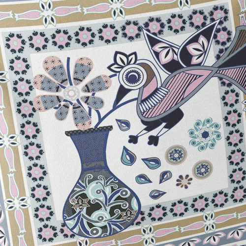 Set of Two Beige Pink And White Peacock Indoor Outdoor Throw Pillow
