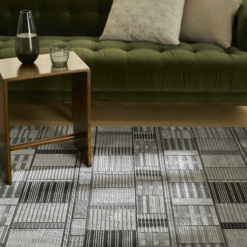 5' X 7' Black Geometric Power Loom Area Rug