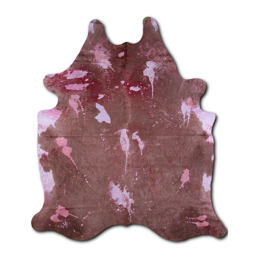 ACID WASHED HAIR ON COWHIDE DISTRESSED FUCHSIA