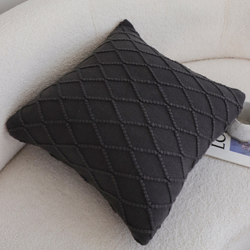 Charcoal Grey Cable Knit Pillow Cover