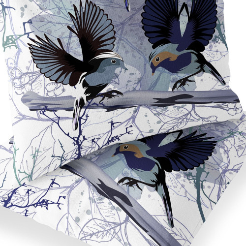 Set of Two Black And White Bird Indoor Outdoor Throw Pillow