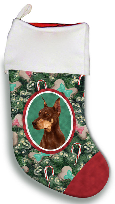 Doberman Red Cropped  - Best of Breed Christmas Stocking