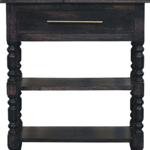 28" Brown Solid Wood and Wood End Table With Drawer And Shelf