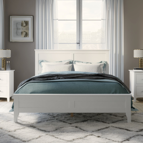 White Wood Full Bed Frame