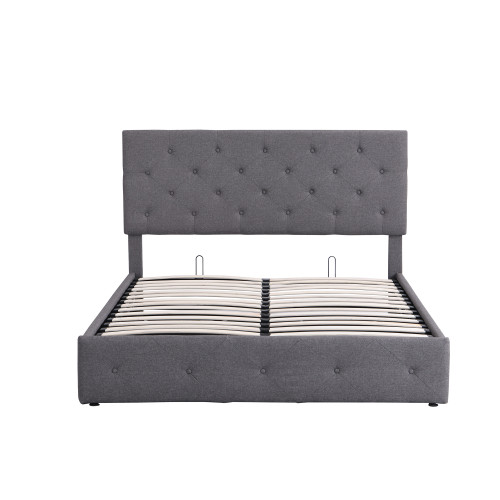 Gray Tufted Faux Leather Upholstered Queen Bed Frame