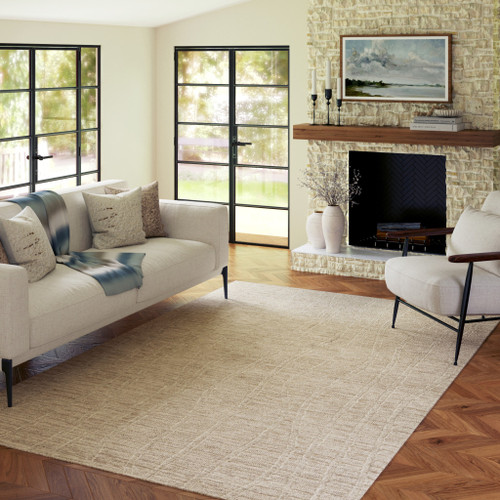 2' X 2' Taupe And Cream Wool Abstract Hand Tufted Square Rug