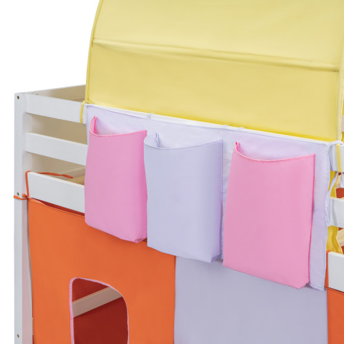 Blue Canopy Wood Twin Loft Bed