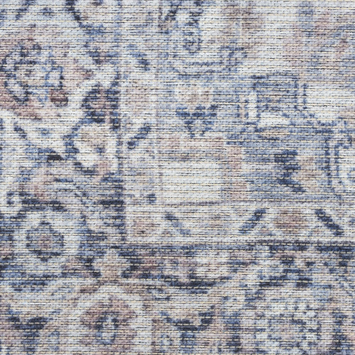 12' Blue Floral Distressed Runner Rug