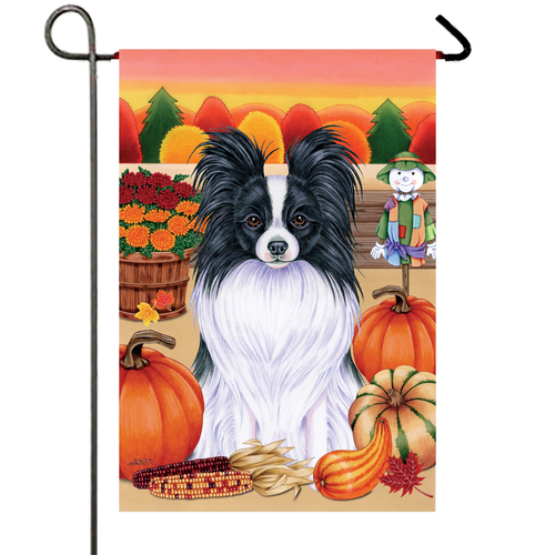 Papillon Black/White - Best of Breed Autumn Harvest Garden Flag 