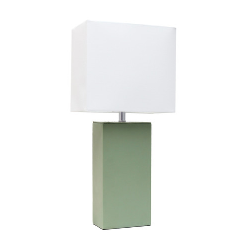 21" Sage Faux Leather Table Lamp With White Shade