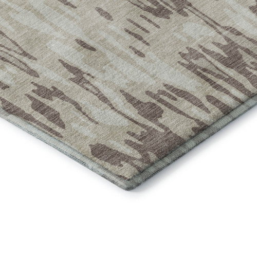 10' X 14' Beige And Taupe Striped Washable Area Rug With UV Protection