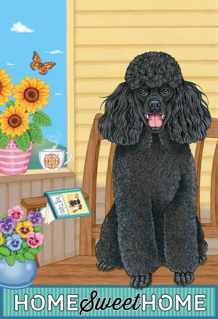 Poodle Black- Tomoyo Pitcher Home Sweet Home Garden Flag