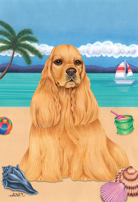 Cocker Spaniel Buff - Tomoyo Pitcher Summer Beach Garden Flag