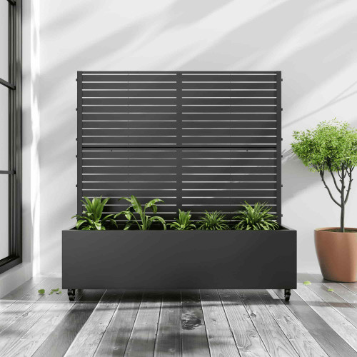47" Black Metal Indoor Outdoor Rectangular Planter Box