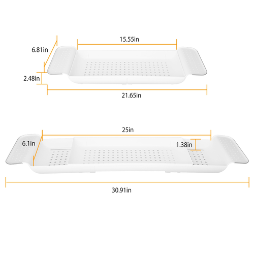 21.65in-30.91in Extendable Bath Tray Plastic Bathtub 