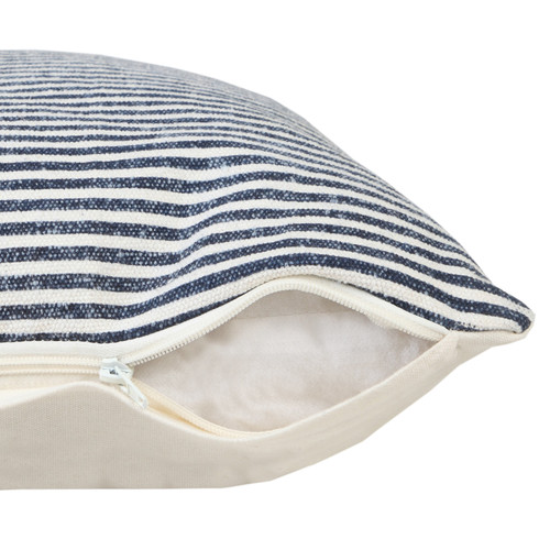 Set of Two 20" Blue And White Striped Cotton Throw Pillows