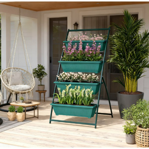 64" X 30" Green Recycled Plastic Rectangular Planter Box