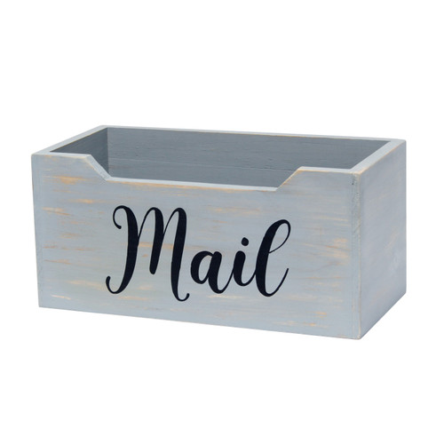 6" Gray Wood Desk Organizer