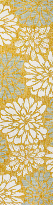 8' Yellow And Cream Floral Indoor Outdoor Runner Rug