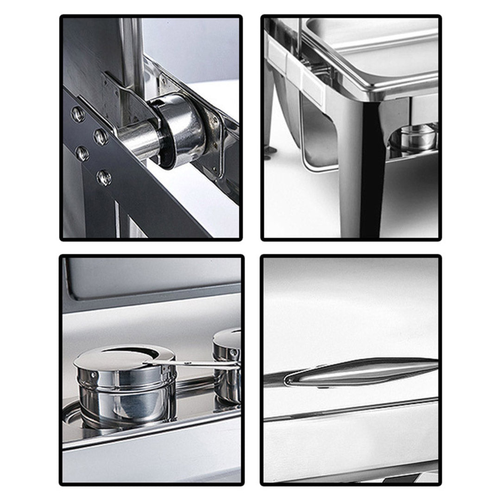 L Stainless Steel Double Soup Tureen Bowl Station Roll Top Buffet Chafing Dish Catering Chafer Food Warmer Server