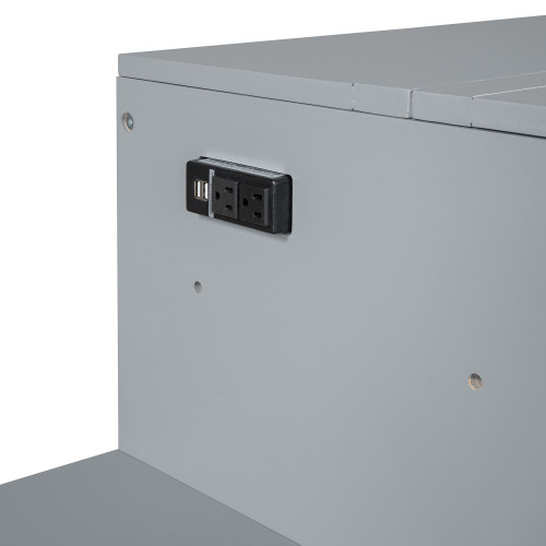 Gray Wood Queen Murphy Bed With Drawers