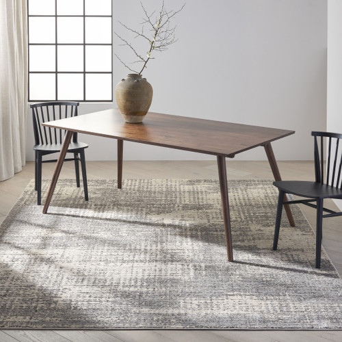 7' X 10' Gray Abstract Power Loom Area Rug