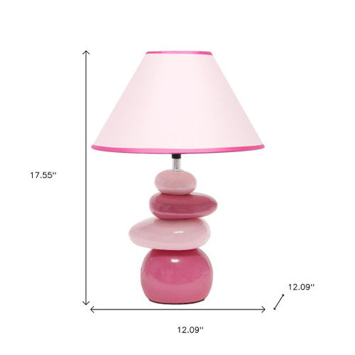 18" Dark Pink And Light Pink Ceramic Novelty Table Lamp LED With Dark Pink And Light Pink Empire Shade