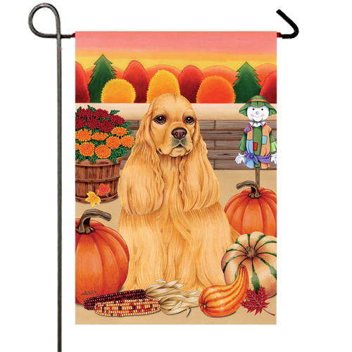Cocker Spaniel Buff - Best of Breed Autumn Harvest Garden Flag 