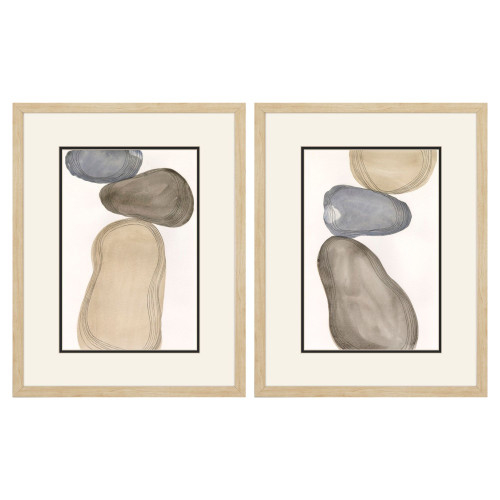 River Rocks Dark Brown Framed Wall Art