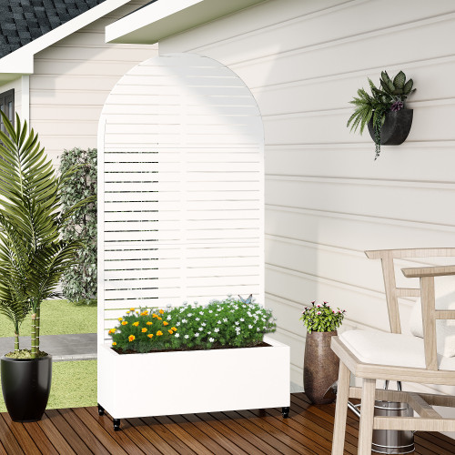 71" X 35" White Galvanized Metal Rectangular Planter Box