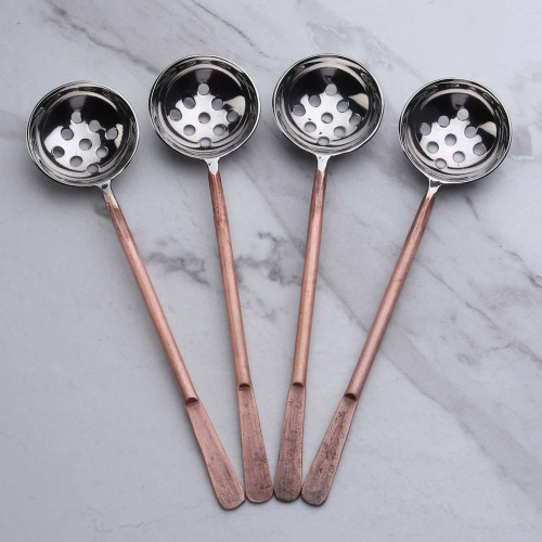 Hammered Copper Stainless Steel Four Piece Hand Forged Flatware Set
