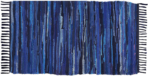 Handmade Rag Rug Mat, Cotton, Chindi Dhurrie, Traditional Indian