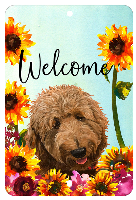 Goldendoodle Apricot - HHS Welcome Indoor/Outdoor Aluminum Sign
