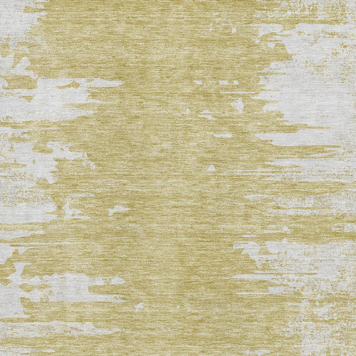 9' X 12' Gold And Ivory Abstract Washable Area Rug With UV Protection