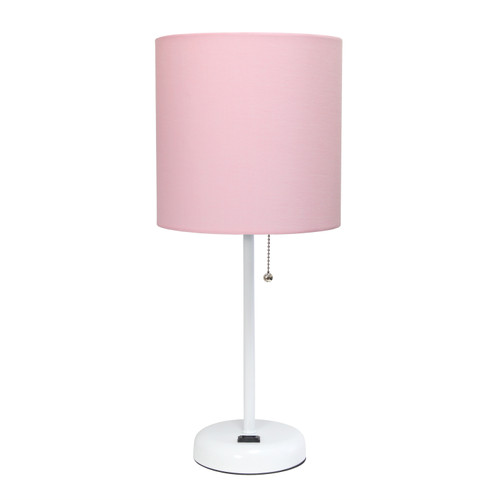 20" White Table Lamp With Drum Shade